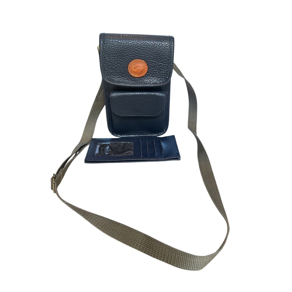 Carina Intl Inc Navy Blue Pebbled Leather Crossbody Bag with Wallet Travel Pouch